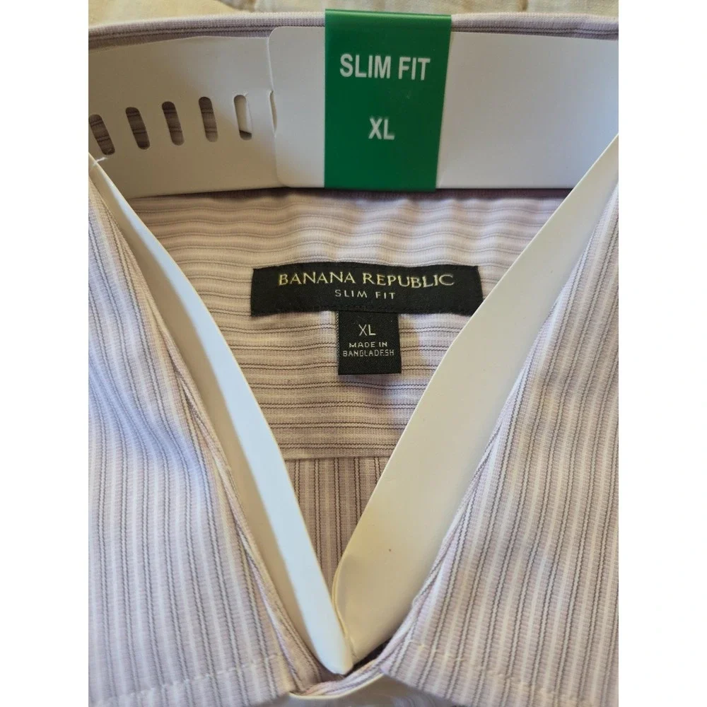 Banana Republic Men's Slim Fit Long Sleeve Poplin Dress‎ Shirt  Purple  XL